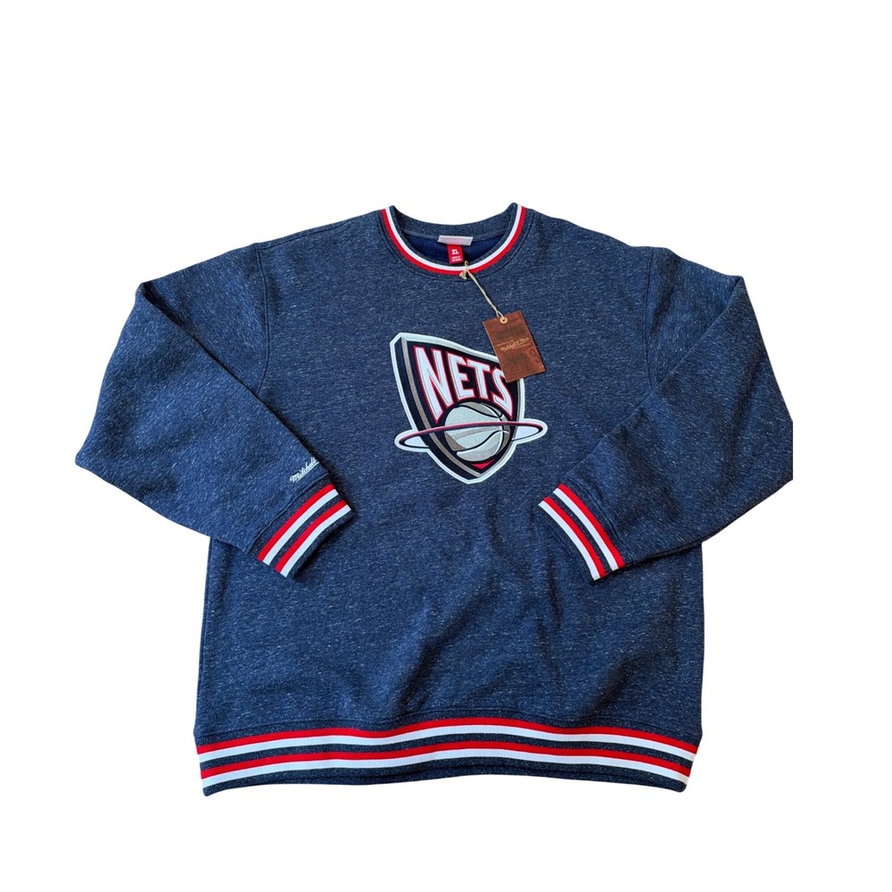 Mitchell & Ness Sweatshirt Mens Blue NWT New Jersey Nets Vintage Style SIZE XL